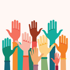 Obraz premium Multiple hands of different sizes and genders coming together to form a pink ribbon