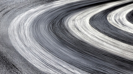 tire marks on a race track, showcasing the dynamic motion and power of high-speed driving