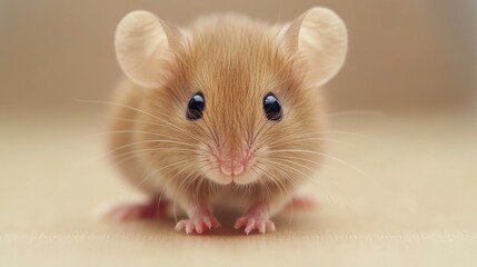Adorable brown mouse staring with big eyes