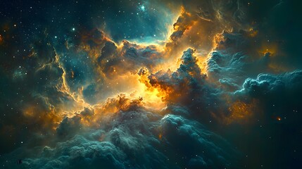 Fototapeta premium An image processing software enhancing the photo of a nebula, showcasing the magical and ethereal beauty