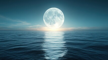 Full Moon Over the Ocean