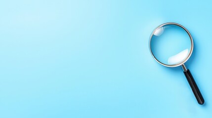 Magnified Document Inspection on Simple Blue Background