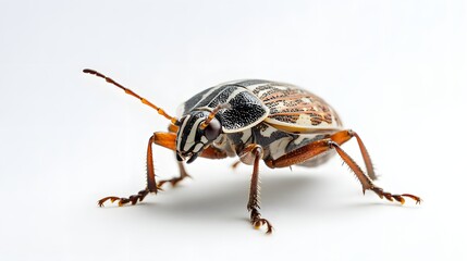 Stink bug insect on a pure white background -. A detailed close-up of a colorful insect showcasing its unique patterns and textures on a clean, white background 