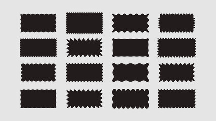 Wavy rectangular shapes. trendy sticker 
