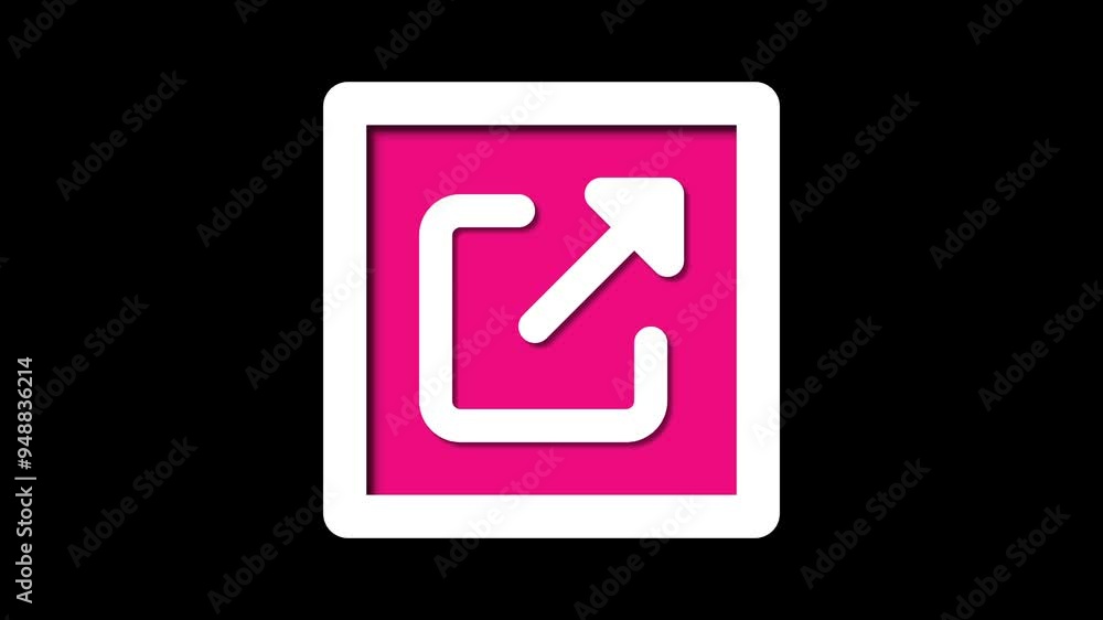 Poster transforming the deep pink external link icon with motion graphics for enhanced visibility .