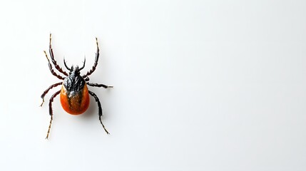 tick insect on a pure white background. Tick insect on a pure white background -. A close-up view of a tick showcasing its distinctive orange body and