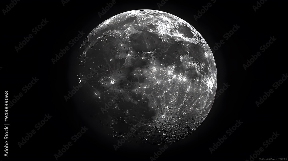 Wall mural a dark location with a clear view of the moon, using a high-resolution digital camera to capture the