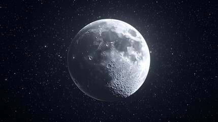 Fototapeta premium Gibbous Moon in a Starry Night Sky