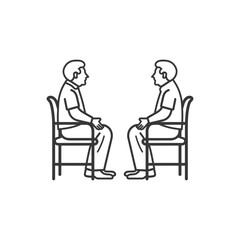Two Men Sitting Facing Each Other on Chairs