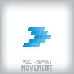 Obraz premium Creative pixelated play sign modern logo. Corporate technology company icon. vector