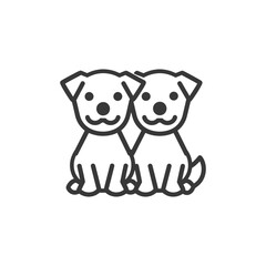 Two Cartoon Dogs Sitting Side by Side