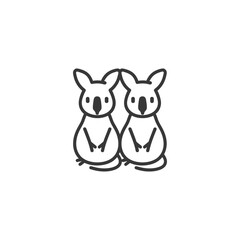 Two Cartoon Koalas Sitting Side by Side
