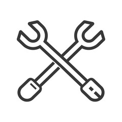 Two Crossed Wrenches with Rounded Handles