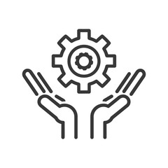 Two Hands Protecting a Gear Icon