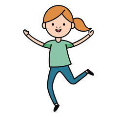 Jumping Girl Cartoon Vector Illustration , Character Vector Design png