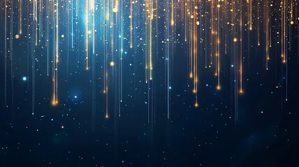 Abstract technology futuristic light blue stripe vertical lines light on blue background with gold lighting effect sparkle. Vector illustration