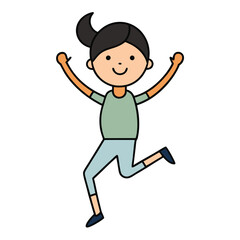 Jumping Girl Cartoon Vector Illustration , Character Vector Design png
