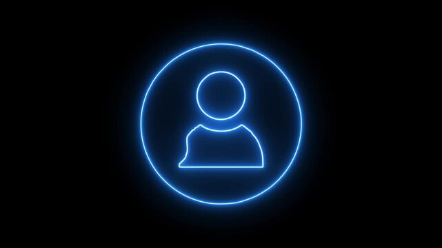 Neon User line icon inside circle, user information. Social Network User Id Icon black Background