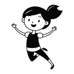 Fototapeta premium Jumping Girl Cartoon Vector Illustration , Character Vector Design png