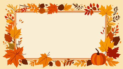 Fototapeta premium Harvest Season Frame with Pumpkins and Leaves
