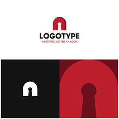 Logo Abstract A Letter Concept Modern Minimalism Flat Design Red Locksmith Lock