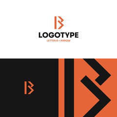 Logo Abstract B Letter Concept Modern Minimalism Flat Design Orange Arrow Right