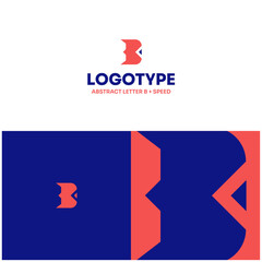 Logo Abstract B Letter Concept Modern Minimalism Flat Design Wings Fly Fast Speed Red Blue