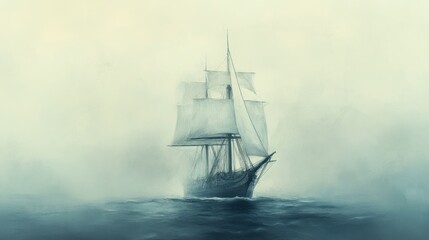 Fototapeta premium Sailing Through the Fog