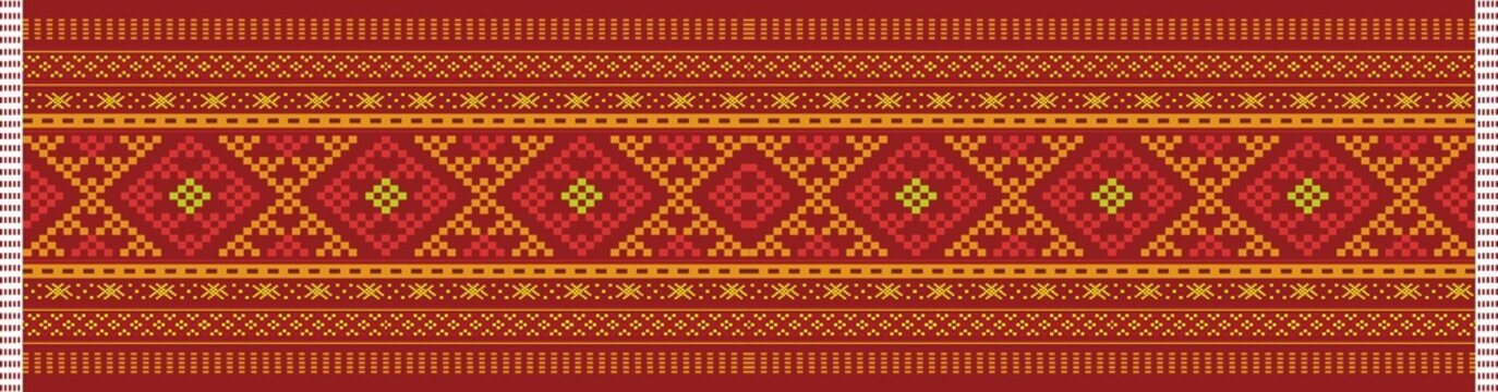 Traditional Ulos Batak pattern, design, decoration, wallpaper, ornament with various colors.