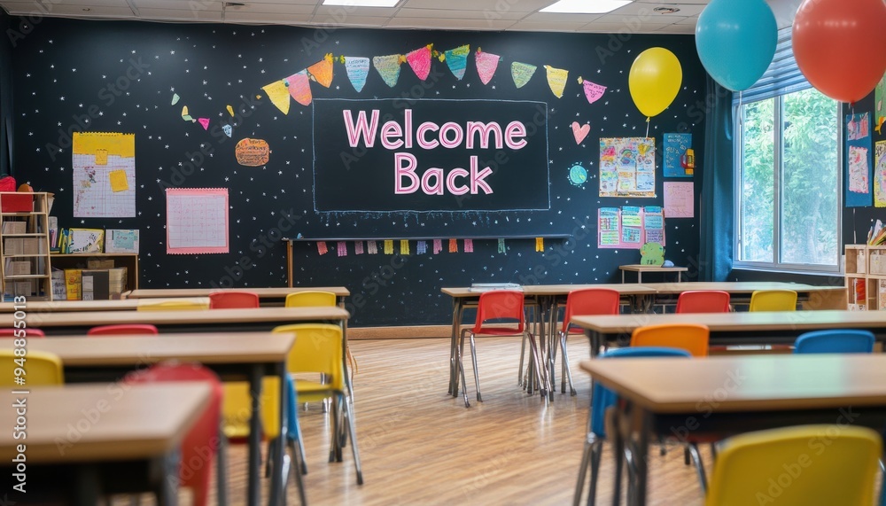 Aufkleber bright and welcoming classroom setup with 