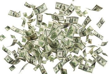 Money scattered on the desk. Money, US dollar bills background. Photography for Finance and Economy concepts. isolated on a white background