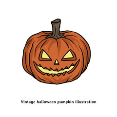 Vintage halloween pumpkin illustration