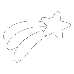 Coloring page of a star with a rainbow in flight, a flying comet, a magical illustration in doodle style, black and white.