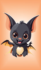 Halloween Bat Animal Cartoon Vector Design.