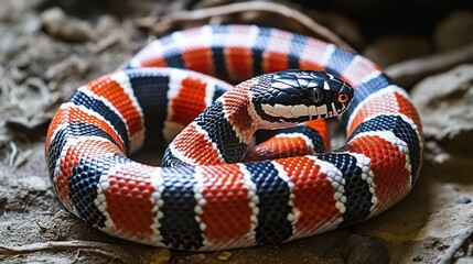 Close-Up of a Red and Black Banded Snake
