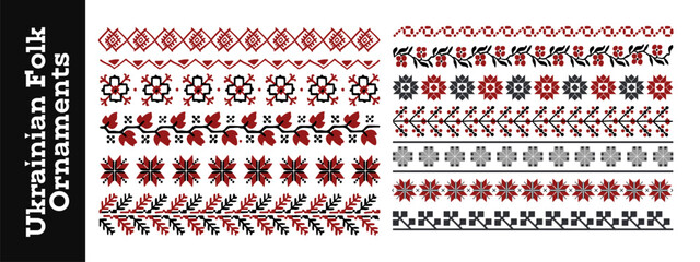 Vector Folk Slavic Pattern Set With Ukrainian Motifs Pattern Pixel vector illustration