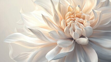 Obraz premium A white flower on a white background with a fuzzy image of its center