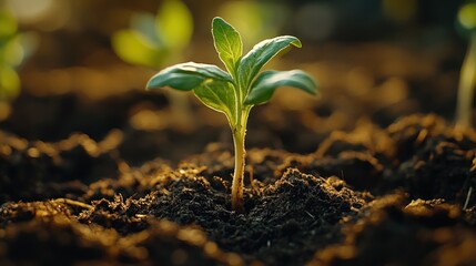 A Single Sprout Emerging From The Soil