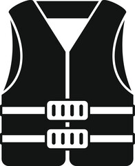 Black life vest icon, typically worn for safety and protection in water activities