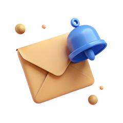 3D Envelopes with Speech Bubble and Bell New Message Notification, Email, Push Reminder, Newsletter Subscription - Cartoon Icon Design