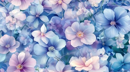   A close-up of a bouquet with blue and pink blossoms at the base of the frame