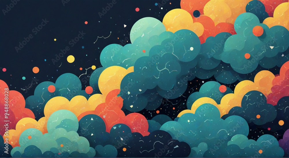 Wall mural background with clouds