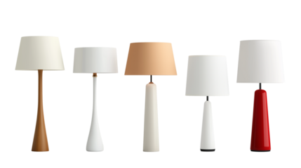 Set of different types of lamps isolated on transparent background