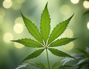 Cannabis Leaf Marijuana and Related Narcotics Illegal Substance Abstract Bokeh Background