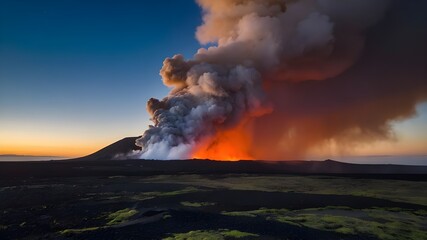 Fototapeta premium Fagradalsfjall Eruption in Iceland, Reykjanes Peninsula Volcano Activity 