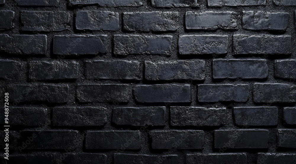 Poster this image offers a closeup view of a striking black brick wall, highlighting its textured pattern a