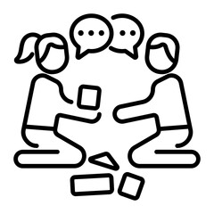 Kids playing icon in linear style