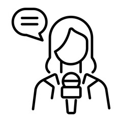 News reporter icon in linear style 