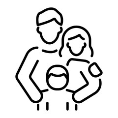 A linear style icon of a family 