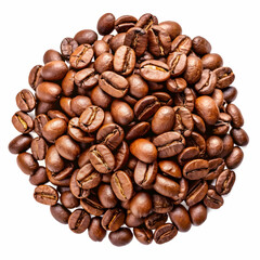 roasted coffee beans isolated in white background
